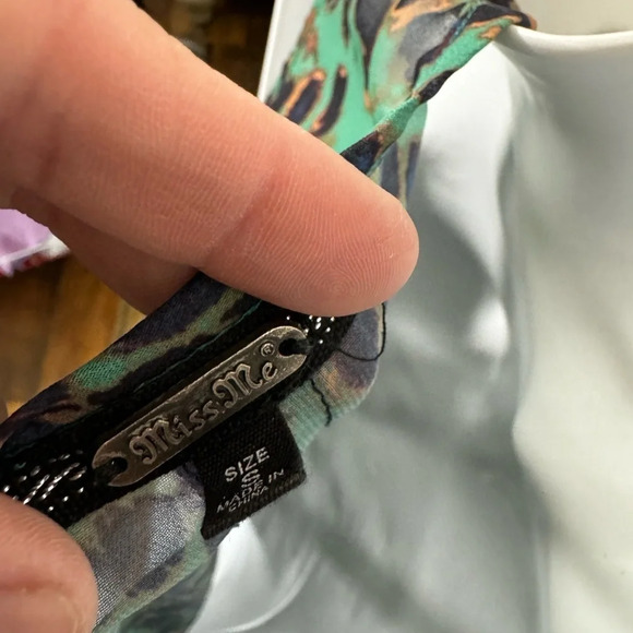 Miss Me Beaded sheer back gray Tank_small - Picture 4 of 5